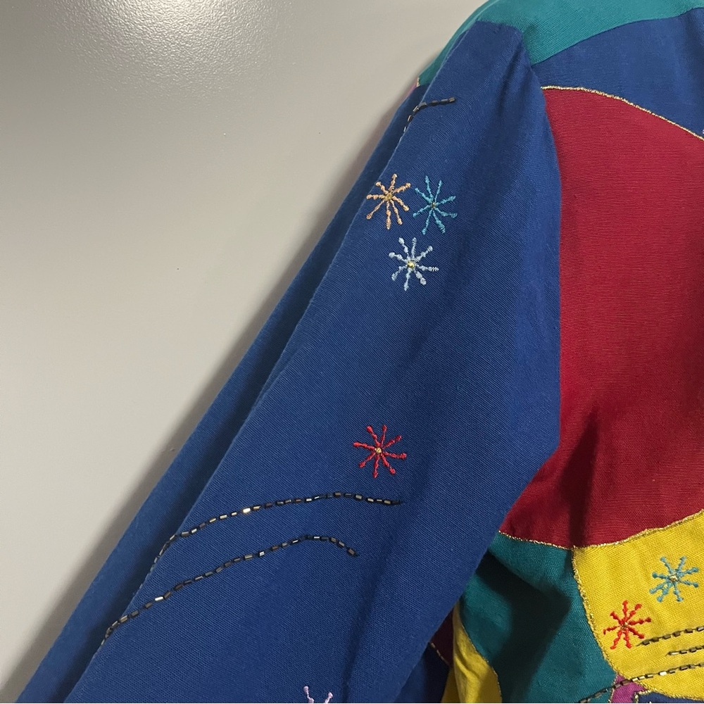 Patchwork Indigo Moon Jacket India Size Medium Co… - image 4